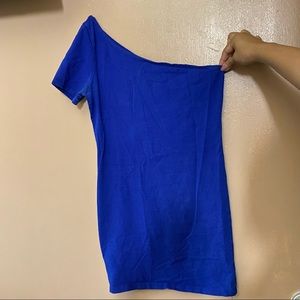 One Shoulder Royal Blue Mini Dress